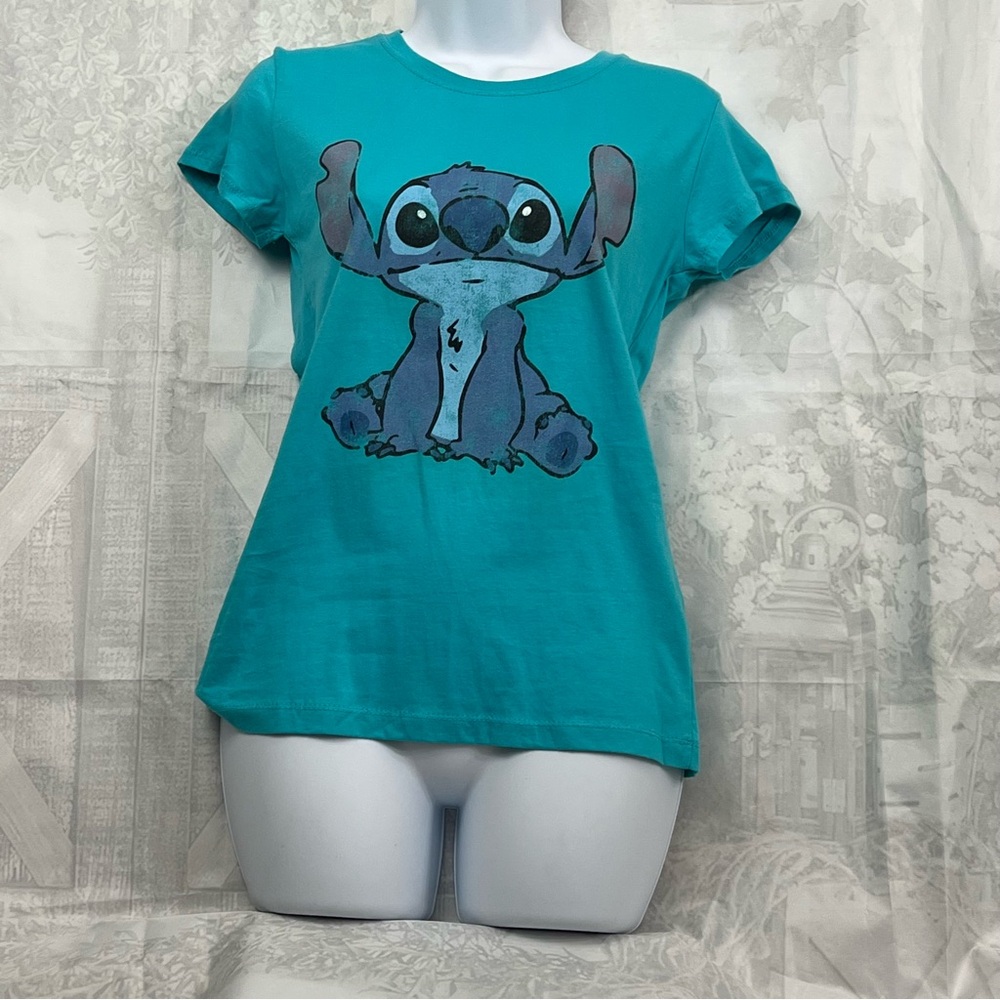 Disney Juniors Stitch T-Shirt Size X- Large Blue Lightweight Tee Zuni Sportswear